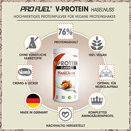 Vegan-Protein-Pulver-HASELNUSS-1kg-V-PROTEIN-Pflanzliches-Eiweisspulver-auf-Erbsenprotein-Basis-mit-76-Eiweiss-Gehalt-optimale-Protein-Wertigkeit-veganer-Protein-Shake-ohne-Soja-Weizen