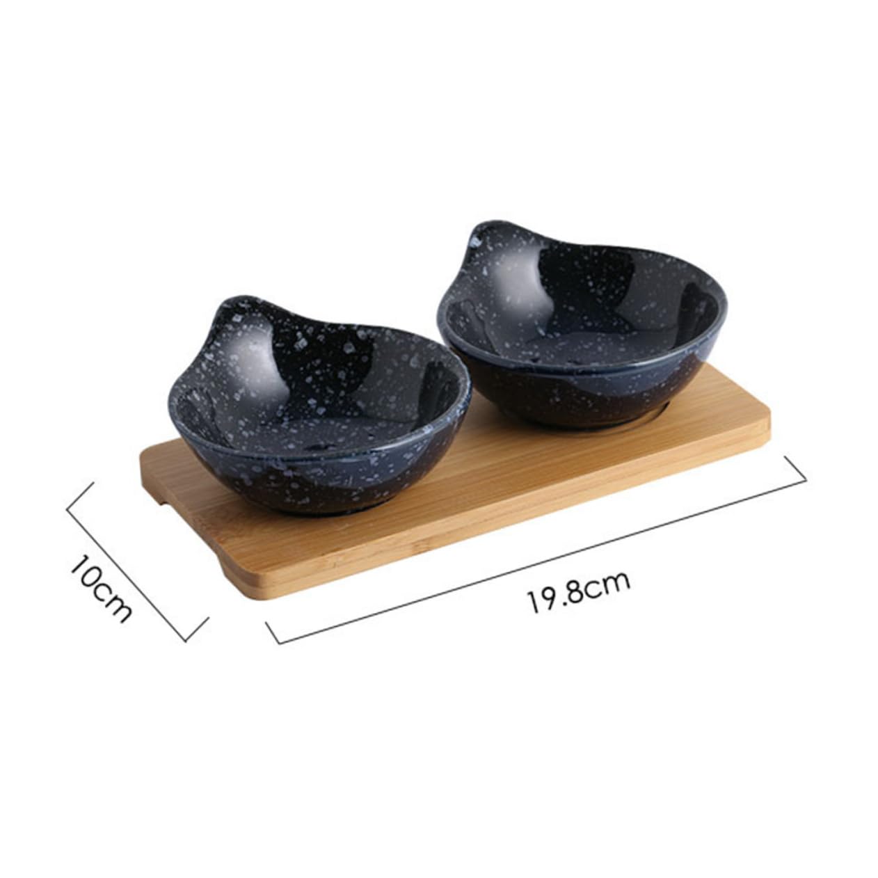 OFFSCH Set of Japanese Style Ceramic Sauce Dishes Side Dish Plates Snack Bowls for Mashed Potatoes Vegetables Wooden Serving Tray