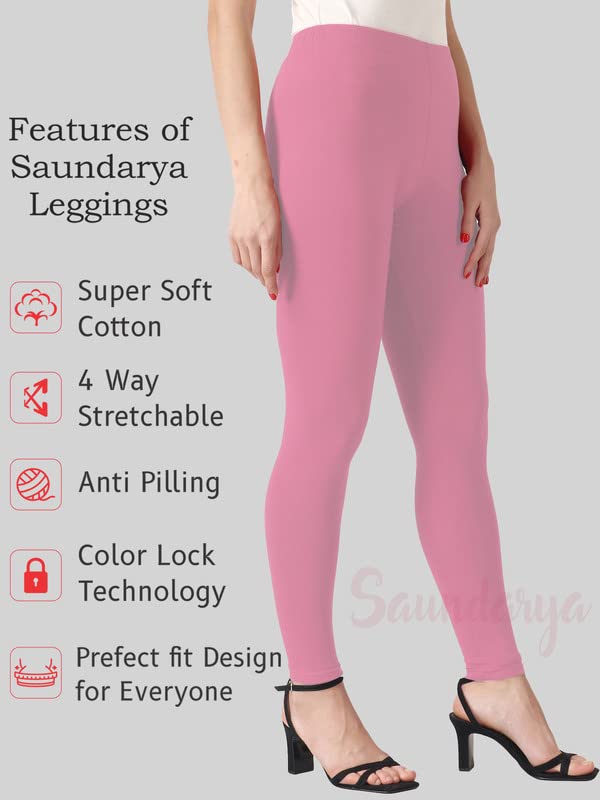 Image of Saundarya Women's Regular Fit Ankle Length Leggings Sizes: Small Size (S /M) for 26-30 inches Waist, Regular Size (L /XL) for 30-36 inches Waist and Plus Size (Plus Size for 36-42 Inches Waist)