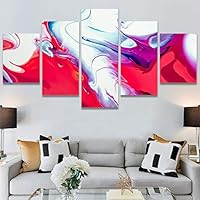 SIGNWIN 5 Panel Canvas Wall Art Abstract Closeup Digital Art Modern Artwork for Home Decorations Ready to Hang - 60