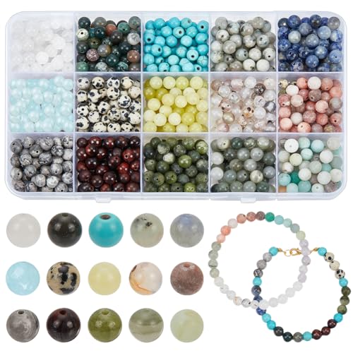 NBEADS Aproximadamente 750 cuentas de piedras preciosas naturales, cuentas energética sueltas de 6 mm, para hacer joyas de bricolaje