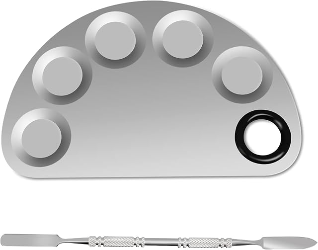 Makeup Mixing Palette, 6x4inch Stainless Steel Cosmetic Artist Blending Palette Nail-art Color Mixing Palette for Mixing Foundation