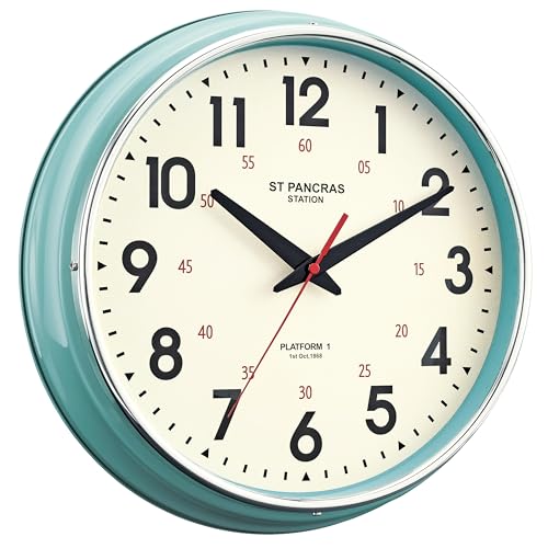 HYJOOY 12.4 Inch Teal Metal Wall Clock