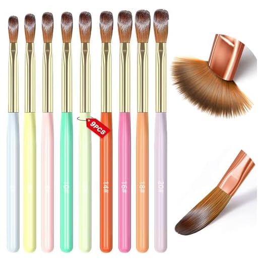 MAGIC ARMOR 9PCS Acrylic Nail Brush Set,Nail Art Brushes Set Nail Art Design Pen Painting Tools Fingernail Brush for Acrylic Powder Application Nail Extension 3D Carving Size 4/6/8/10/12/14/16/18/20