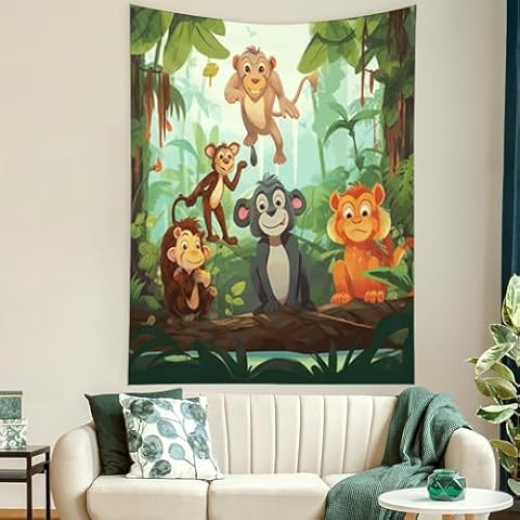 Buyidec Jungle Animals Tapestry for Home Decor Cover