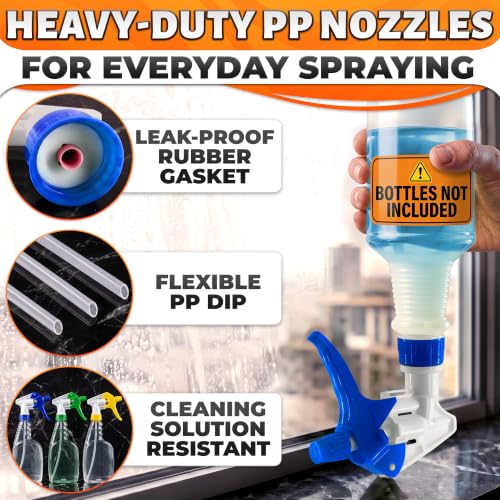 Image of 5 Pcs Spray Bottle Nozzle Replacement Pack - Heavy Duty Leak-Proof Trigger Sprayer for Cleaning, Garden, Pet Care, Auto Detailing & Kitchen - Fits 8, 16, 24, 32 oz Bottles, 28-400 Thread (Multicolor)