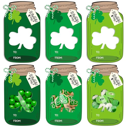 Sacs à friandises Saint-Patrick autocollants motif trèfle vert dégradé pour biscuits