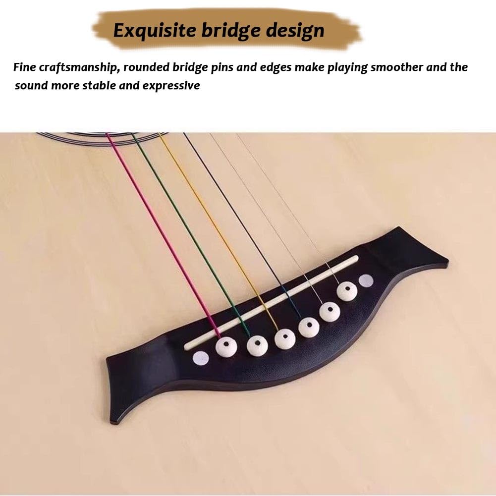 Guitarra Acústica De Madera De 38 Pulgadas Para Adultos, Guitarra De 6 Cuerdas De Acero Con Funda, Tutorial Básico De Guitarra Folk Para Principiantes(Sky blue)