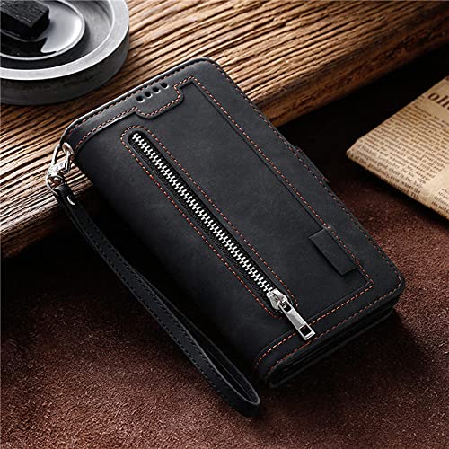 Housse en cuir noir Galaxy A51 4G avec fermeture éclair chic