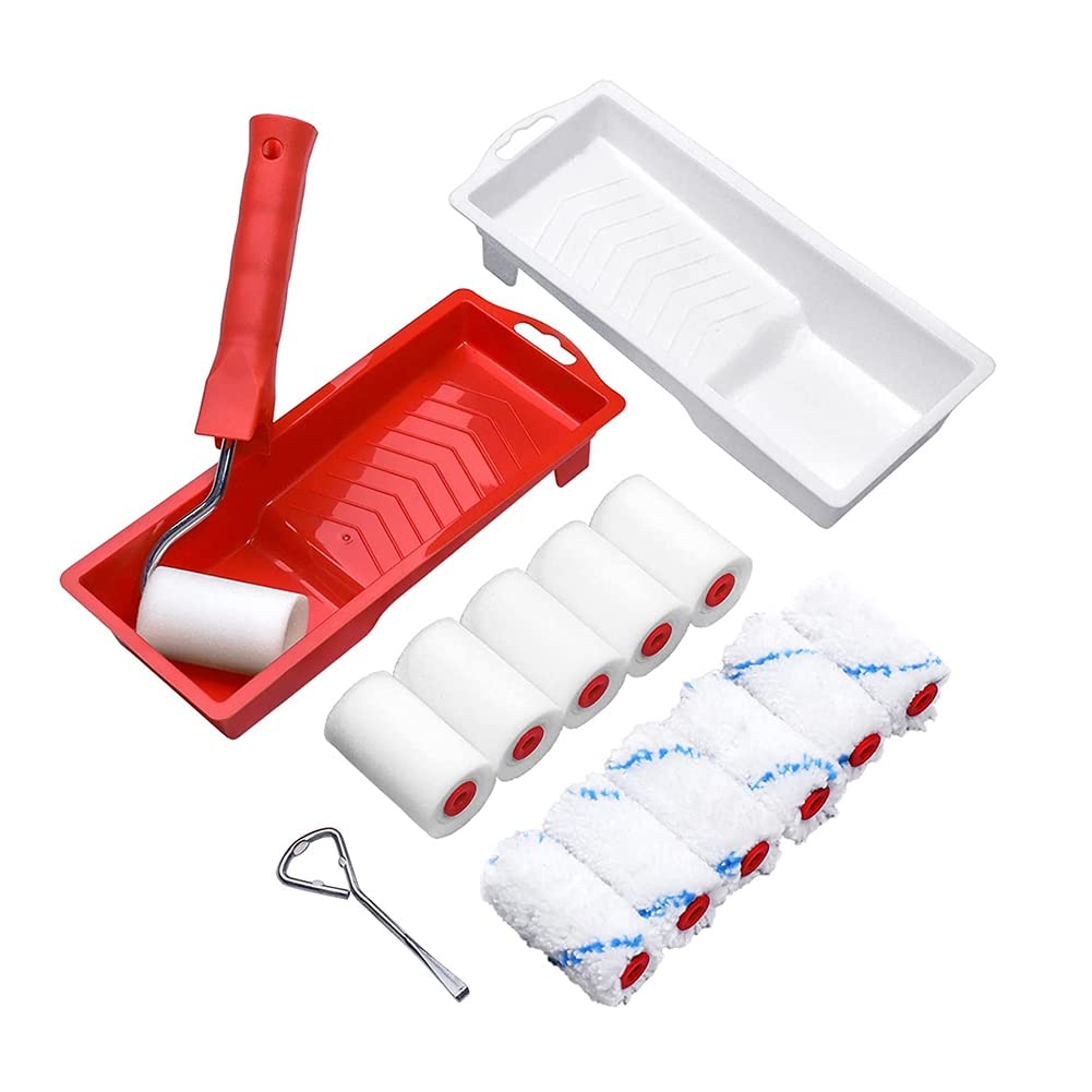 Littimoon 16Pcs 2 Inch Small Paint Roller with 2 Paint Trays, House Painting Roller Brush for Walls, Cabinets, Crafts, Touch Ups