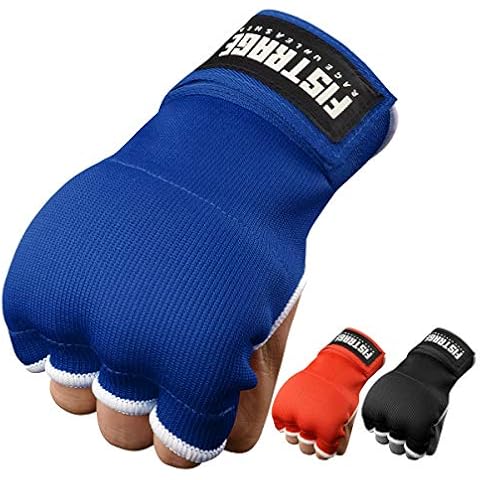 FISTRAGE Boxing Hand Wraps Inner Gloves for Punching, Elasticated Padded Bandages Under Mitts, Quick Long Wrist Support, Fist Protector, Great for MMA, Kickboxing, Martial Arts Training (Blue, L/XL) Cover