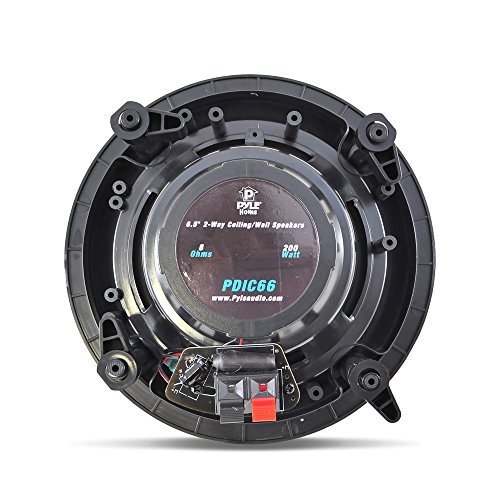 Pyle 6.5” 2-Way Midbass Speakers - Pair Of In-Wall/In-Ceiling Woofer Speaker System 1/2'' High Compliance Polymer Tweeter Flush Mount Design W/ 60Hz - 20Khz Frequency Response 200 Watts Peak - Pdic66 #TOP1