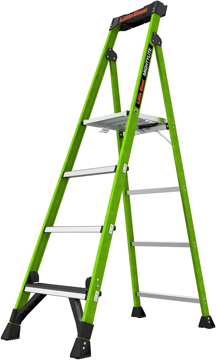 Little Giant Ladders, MightyLite 2.0, 6′ Stepladder with Ground Cue, Fiberglass, Type IAA, 375 lbs Weight Rating, (15406-001), Green