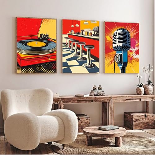 Image of cupmod 6 Packs Vintage Paint by Numbers Kit for Adults,Retro Funny Adults Paint by Number Kits on Canvas Without Frame,Easy Acrylic Oil Painting by Numbers Kit for Home Wall Decor 9.8x13.8inch