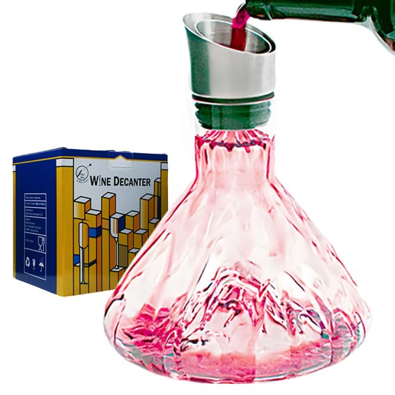 1pc, 50 fl. OZ / 1500 ml Hand Blown Iceberg Wine Decanter, with Aerator, Ice Mountain View, Impressive Waterfall Effect, Large Capacity of 1 1/2 Wine Bottles, Cool Gifts for her and him