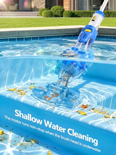 Image of LanOcean Cordless Pool Vacuum for Inground Pool, Flow Adjustable, Transparent Brush Head-Visible Cleaning, 1140GPH Powerful Suction Handheld Pool Vacuum for Above Ground Pool, 70Mins Runtime-Blue