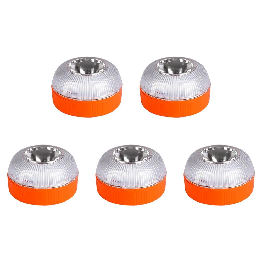 5 Luces LED de Emergencia V16, Luces de Advertencia Blancas y Amarillas con Base Magnética, Luz de Seguridad para el Tráfico