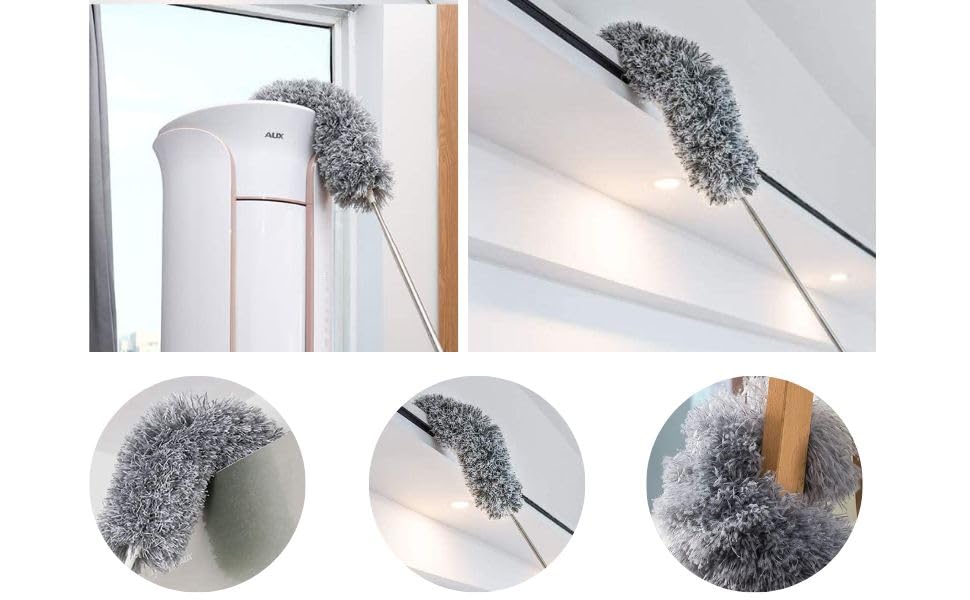 Image of BKDT Marketing 2025 Upgraded Long Handle Microfiber Feather Duster Extendable Pole 30-100 inch, Anti Scratch Bendable Washable Brush for Ceiling Fan, Cobweb, Roofs, Walls, Window, Grill, Blinds etc