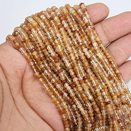 Quartz rutile orange perles de pierres fines rondelles facettees 3.5mm pour enfilage et bijoux