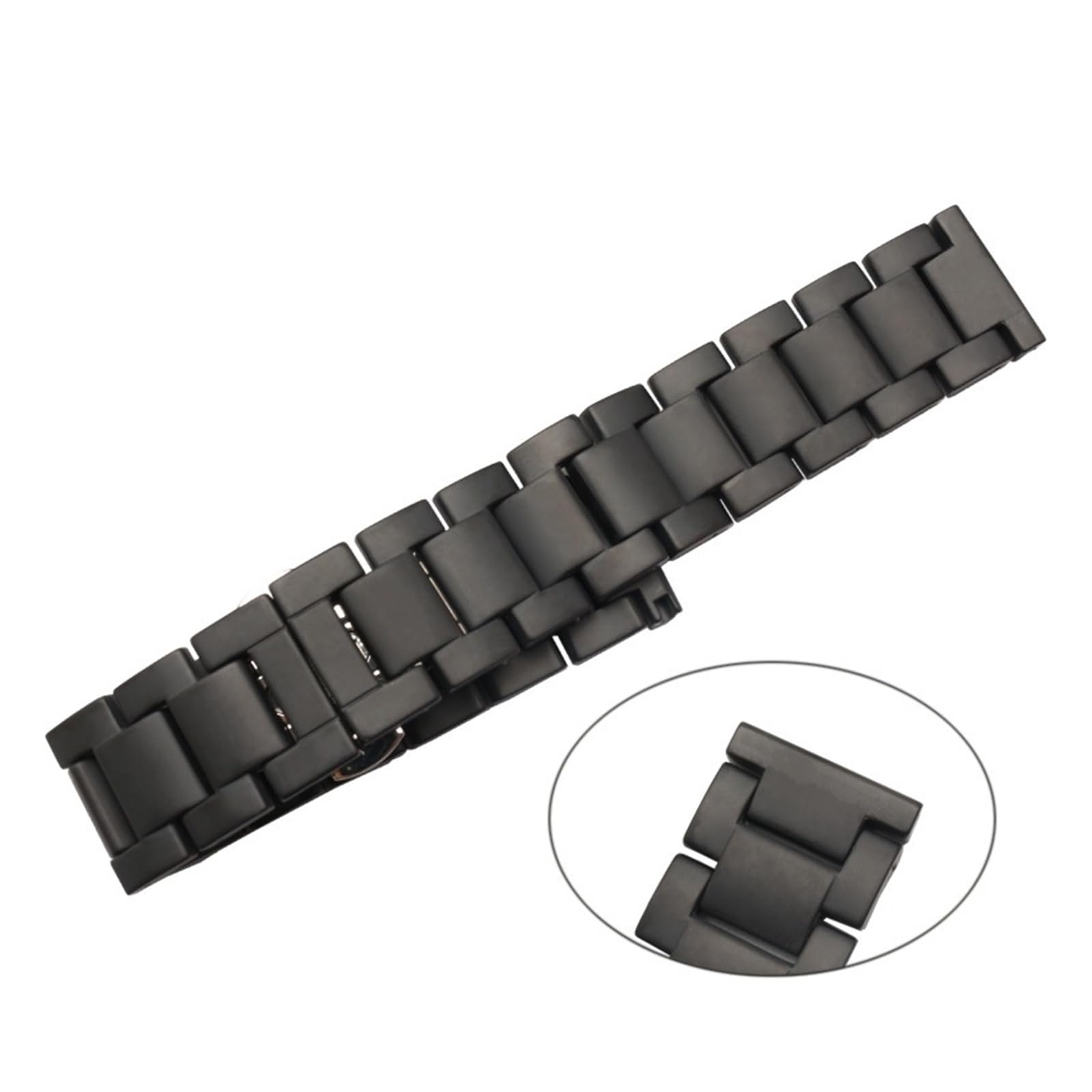 HMFang Cinturino in Ceramica Opaca, Nero for Orologio da 16 Mm, 18, 20, Accessori di Ricambio for, Non Sbiadisce