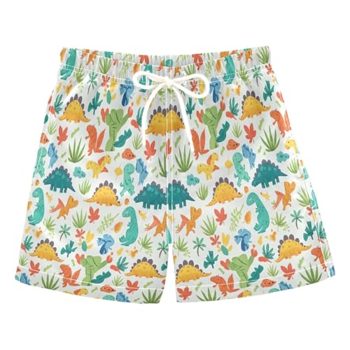 Swimming Shorts for Boys, Toddler Swim Boy 2t, Colorful Cartoon Dinosaurs Prehistoric Plants