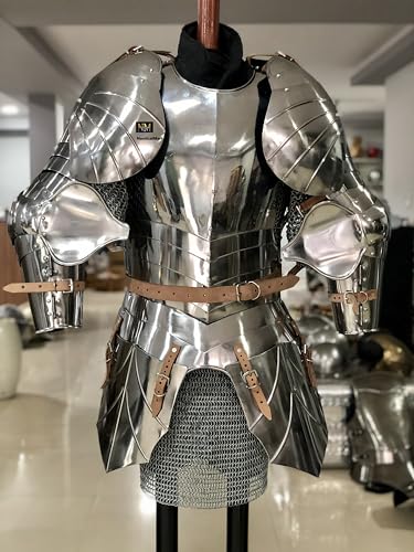 Medieval Knight Reenactment Steel Armour Halloween Breastplate with Arm Set