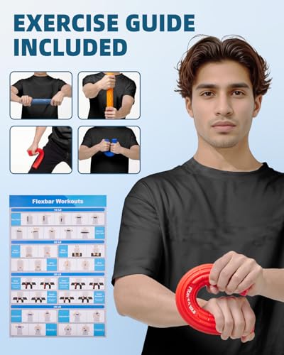 Fitense Flex Therapie Bar Kit, 10/20/30/40LBS Widerstand Bar, Tennisarm Therapie Bar, Twist Hand Exerciser Bars für Relief Tennisarm, Golfer Ellenbogen, & Tendinitis, Verbesserung der Griffstärke