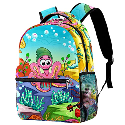 Sac à dos d'école motif carte vintage, sacoche ergonomique multicolore à bretelles ajustables