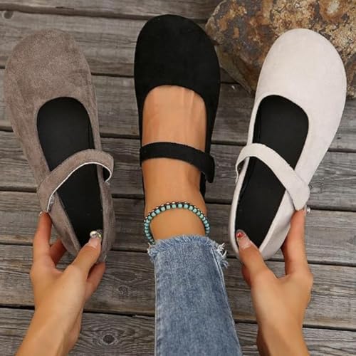 Dritnow Shoes, Women’s Ballet Flats Knit Mary Jane Flat Comfort Walking Slip-on Dressy Work Driving Shoes with Straps2