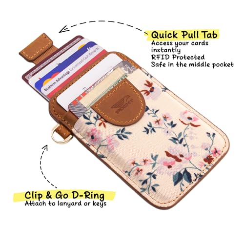 Image of POCKT Slim Card Holder Wallet For Men and Women - Minimalist Front Pocket Wallet Elastic Credit Card Holder Genuine Leather RFID Blocking Card Case Wallets, Bloom, Minimalist