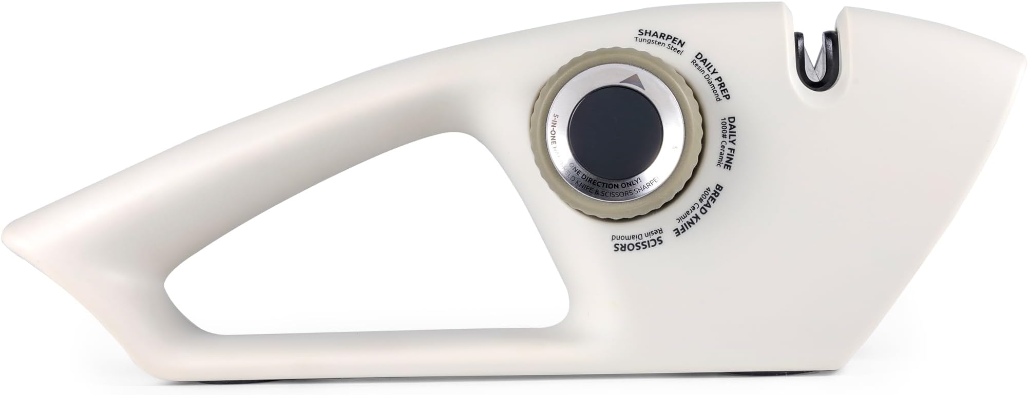 Professional 5 Stage in 1 Manual Knife Sharpener for Most Kitchen Chefs/Serrated/Bread/Pocket/Hunting Knives, Scissors，with Non-Slip Base & Ergonomic Handle Sharpening Design by UK