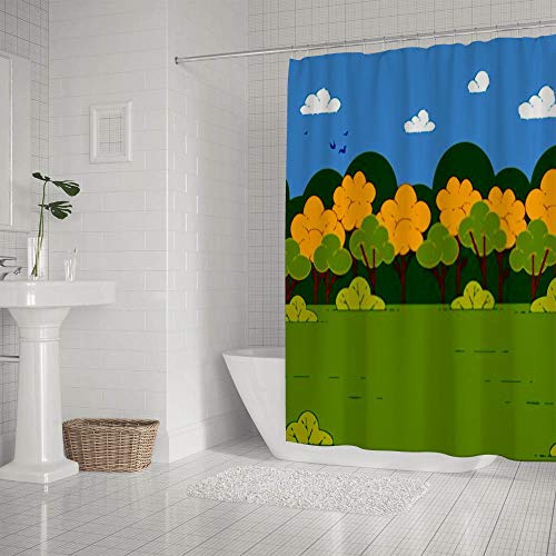 Rideau de douche en polyester lavable en machine 66 x 72 cm avec crochets
