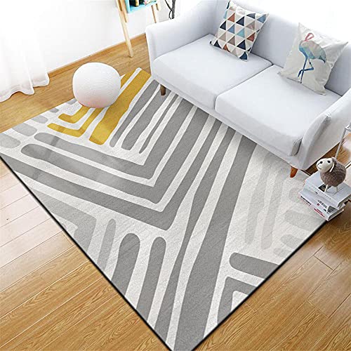 Tapis sol bebe gris jaune 200x300cm au design graphique abstrait - 2