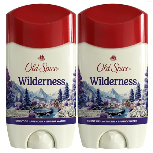 Image of Old Spice Dry Feel Antiperspirant Deodorant for Men, 24 /7 Sweat & Odor Protection, Gentle on Skin with Skin Conditioners, Wilderness with Lavender + Spring Water Scent, 2.6 oz (Pack of 2)