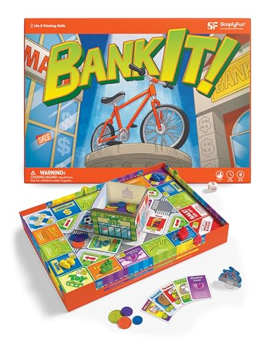 SimplyFun BankIt! - Money Game for Kids - Learn to Save, Spend, Donate, Earn Bank Interest and More - Game for Kids Ages 8 and Up, 1 to 4 Players