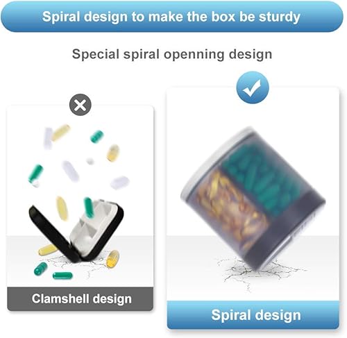 Miniatura 6 de Organizador de suplementos extra grande con 4 compartimentos, dispensador de píldoras de fácil apertura, organizador mensual de vitaminas para