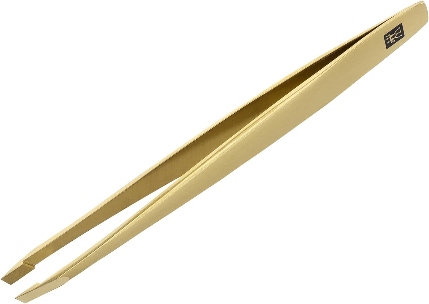 ZWILLING Tweezer Slanted (plucking eyebrows, removing splinters, hand finished, roughened tips, hypoallergenic), Premium, Gold, 3.5 inch
