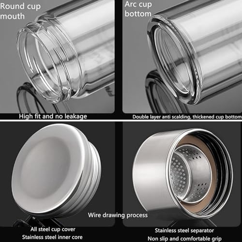 Image of Wosta Leakproof Glass Water Bottle with Stainless Steel Infuser Glass Tea Infuser Bottle with Strainer and Neoprene Sleeve for Loose Leaf Tea, Cold Brew Coffee. (P - PINK, 300ML)