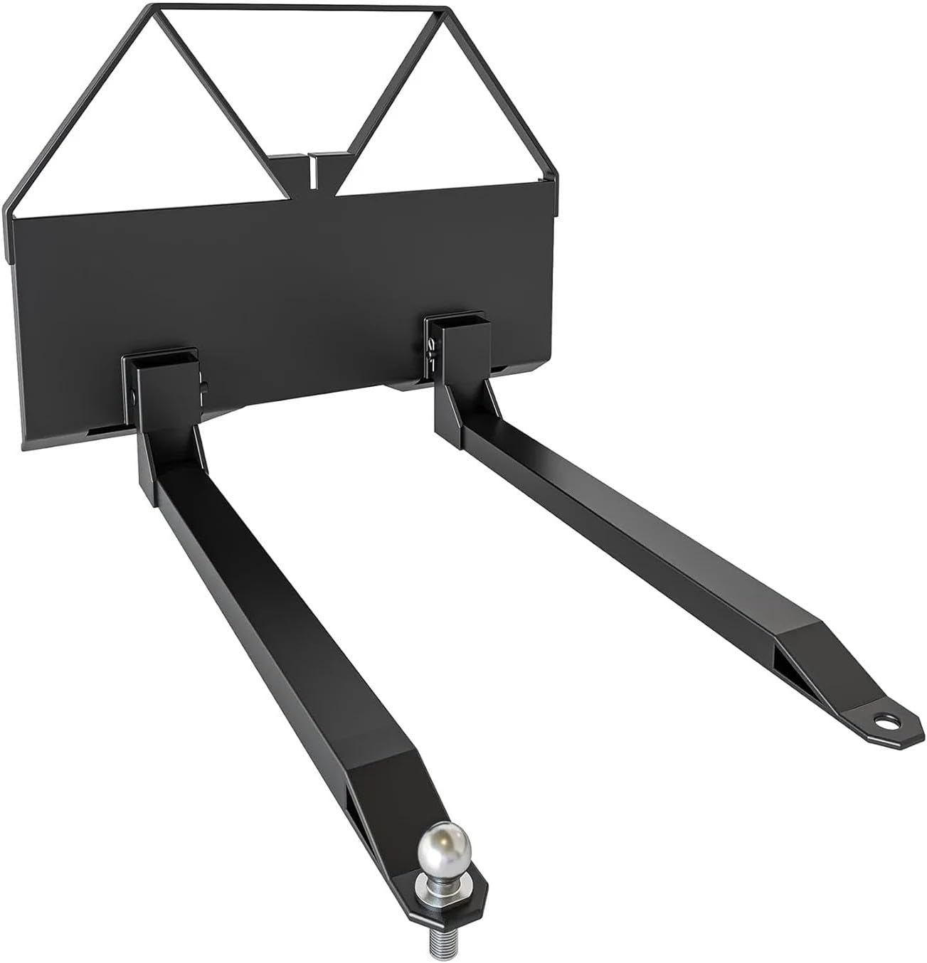Heavy Duty Pallet Forks 2700 lbs Capacity, 46” Quick Attach Skid Steer Attachment with Trailer Hitch Ball for Tractors Loaders, Fork Frame for Lifting, Moving, Towing