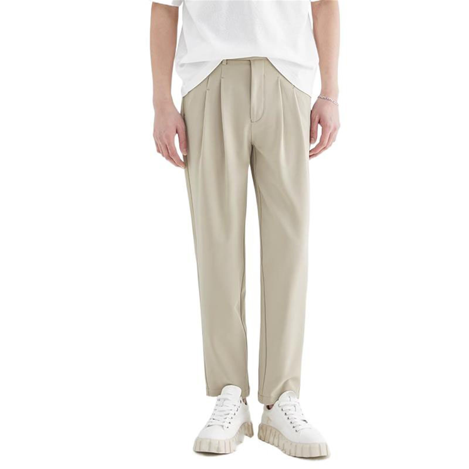Mens Suit Pants Ice Silk Lightweight Straight Leg Loose Summer Casual Work Pants for Men
