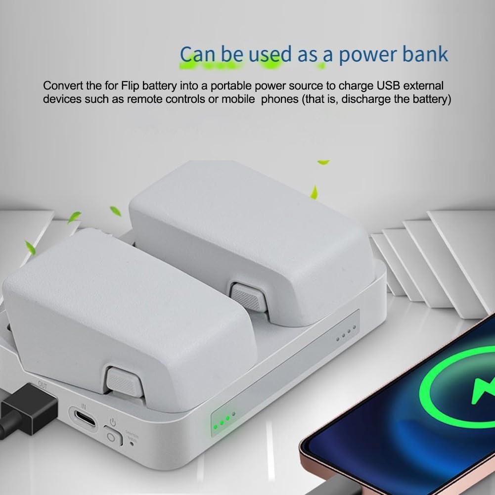 Concentrateur de charge bidirectionnel, pour DJI Flip : Station de charge rapide à double batterie avec mode de stockage intelligent, banque d'alimentation, pour appareils, boîtier ABS compact