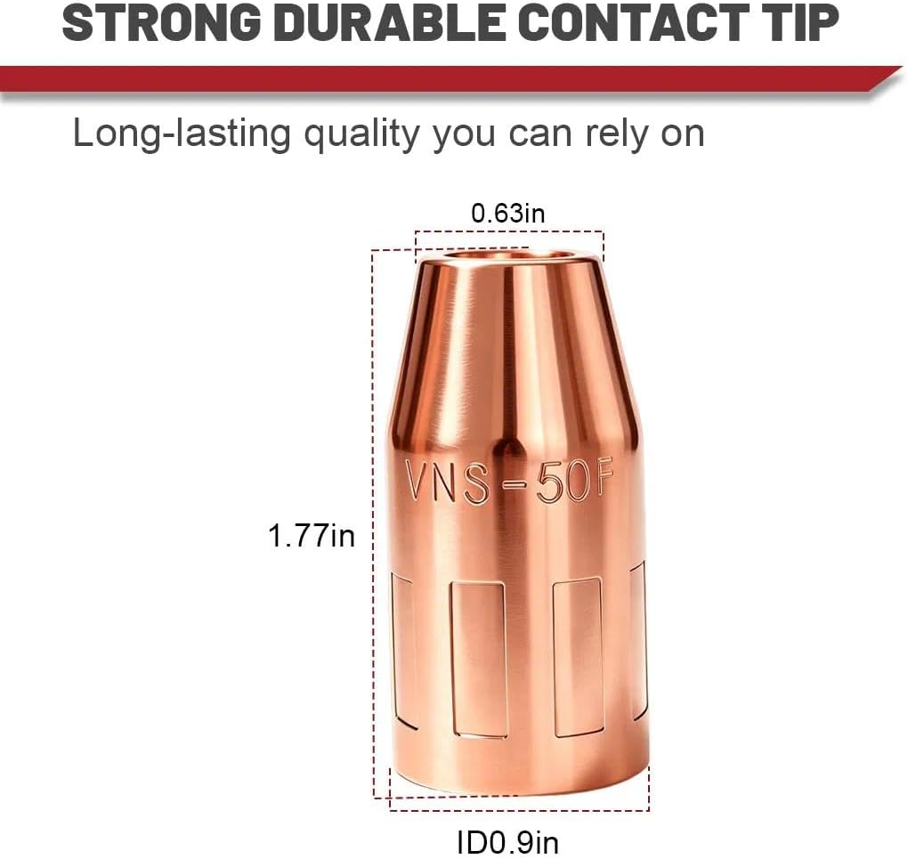 MIG Welding Nozzle VNS50F Velocity Flush 1/2 Fixed Threaded Compatible with Tweco Fusion 140 180 220 250 MIG Gun ESAB Welder (2-PK)