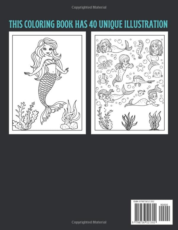Mermaid coloring book for kids Ages 8-12: A bundle of unique mermaid coloring patterns for kids perfect and cute easy educational Coloring and ... kids who love to color in toddler pattern. image 3
