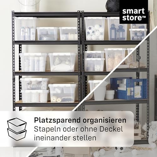 SmartStore - 10x Aufbewahrungsbox mit Deckel Classic 1L (21x17x6cm) | Stapelbare Box mit Deckel | Lebensmittelechte Kunststoffbox | Plastikbox mit Deckel & verstärkten Ecken | 10 Jahre Garantie