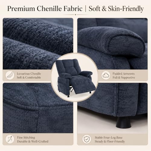 Image of Electric Recliner Chair, 90 to 160 Adjustment with Remote, Blue