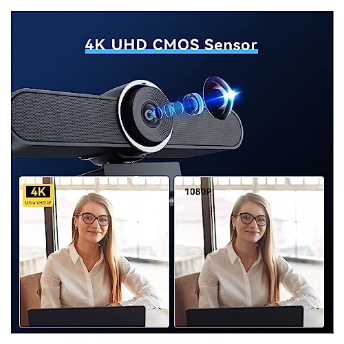 Webcam 4K AI conférence web grand angle 124 degrés et micro haut-parleur USB-C