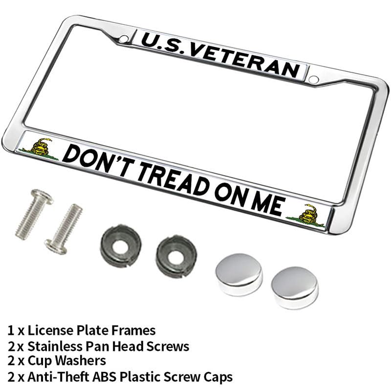 Image of US Army Vet License Plate Frame for Independence Day US Army Veteran Rust-Proof License Plate Frame