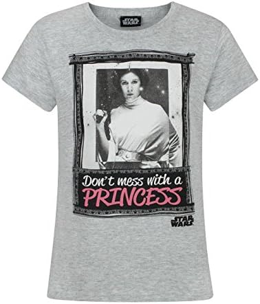 Star Wars Don't Mess with A Princess Girl's T-Shirt (5-6 Years) Grey