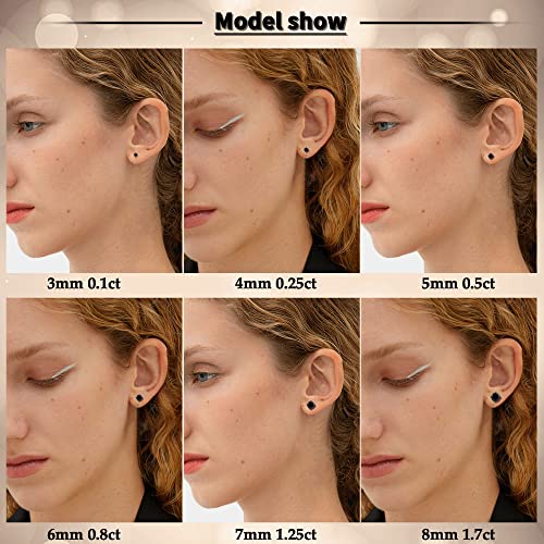 Milacolato Cubic Zirconia Stud Earrings for Women Men | 18K White Gold Plated Sterling Silver Stud Earrings | Brilliant Cut Simulated Diamond Stud Earrings for Sensitive Ears | 2Pairs2