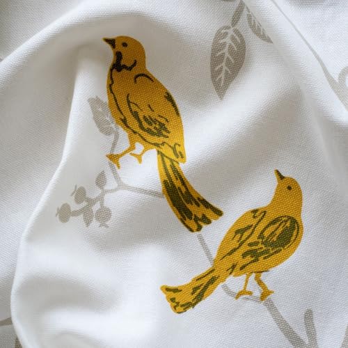 Tranquebar Curtain Co. Bird Print Door Curtain - Room Darkening, 213 cm (7 Feet), Yellow, Set of 2, Cotton Fabric, Eyelet, Design Yori- Door Curtains 7 Feet Long, Living Room, Bedroom, Kids Room